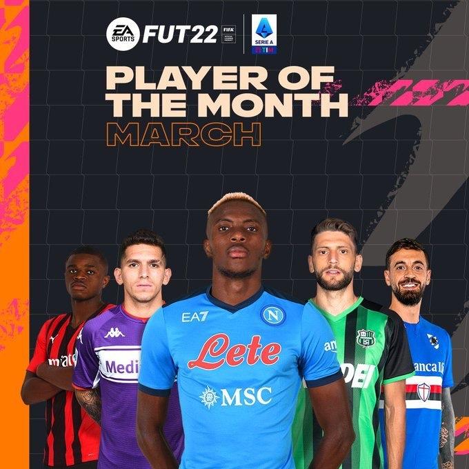 Victor Oshimen wins player of the month in March in Seria A
